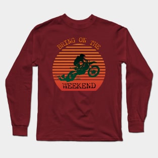 Dirt bike silhouette over sunset Long Sleeve T-Shirt